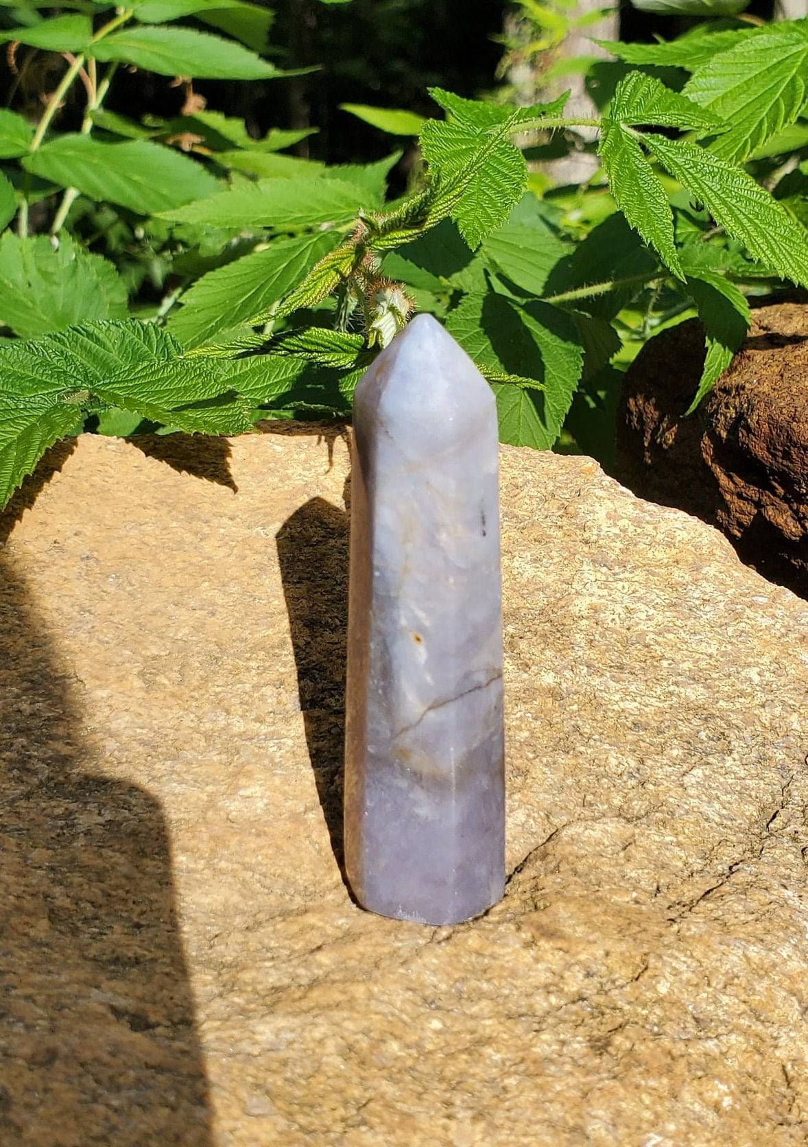 Purple Chalcedony Tower. Purple Agate point. Heart and Third Eye  Chakra Crystal. Meditation Tool. - EarthyElementStudio