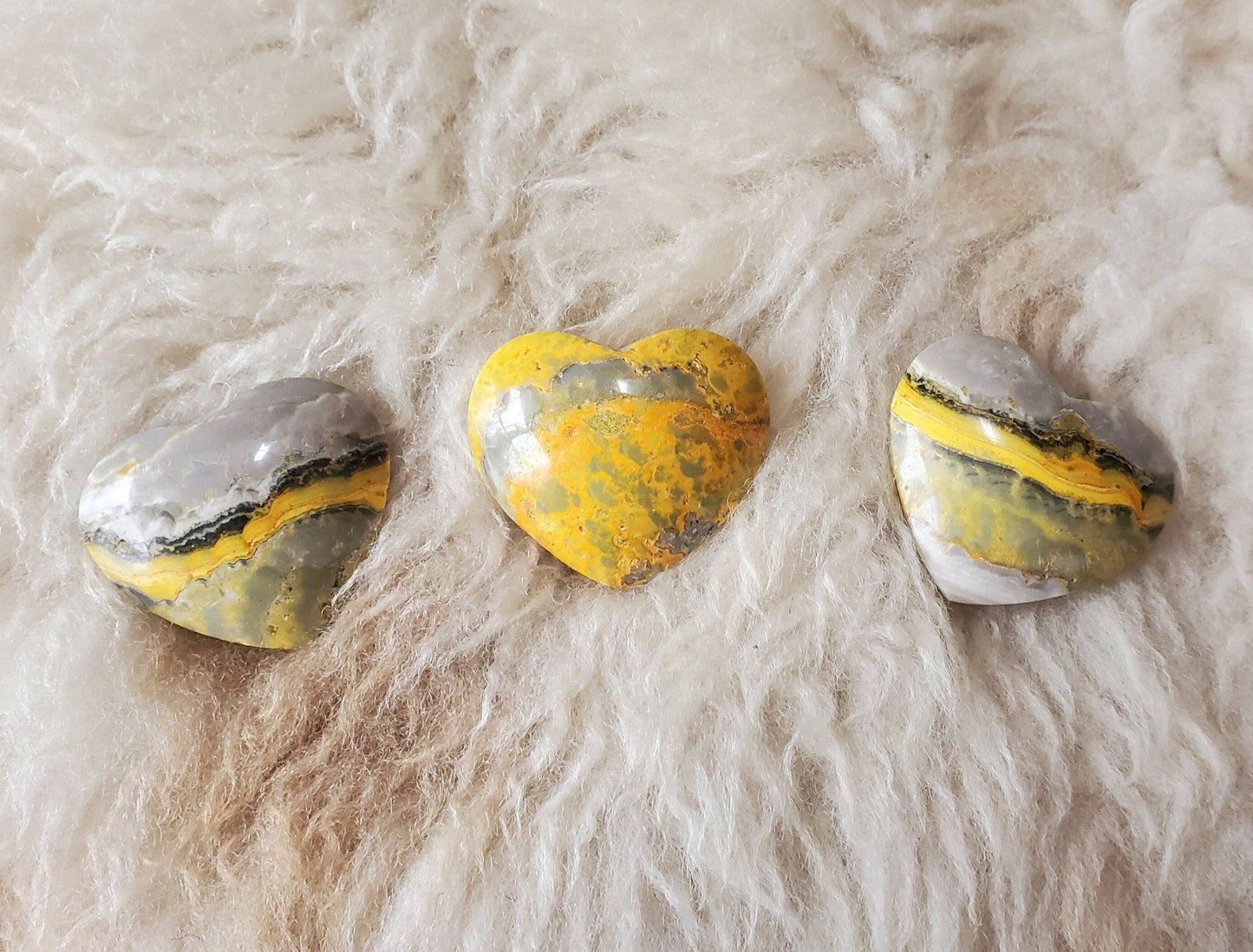 Beautiful Bumblebee Jasper Heart. Palm Stone. Yellow Jasper. Indonesian. Bumble Bee. Natural Stone. - EarthyElementStudio