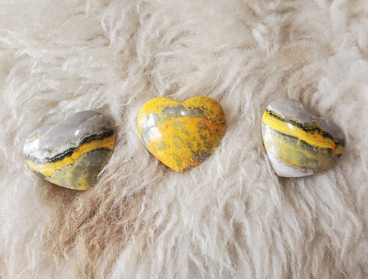 Beautiful Bumblebee Jasper Heart. Palm Stone. Yellow Jasper. Indonesian. Bumble Bee. Natural Stone.