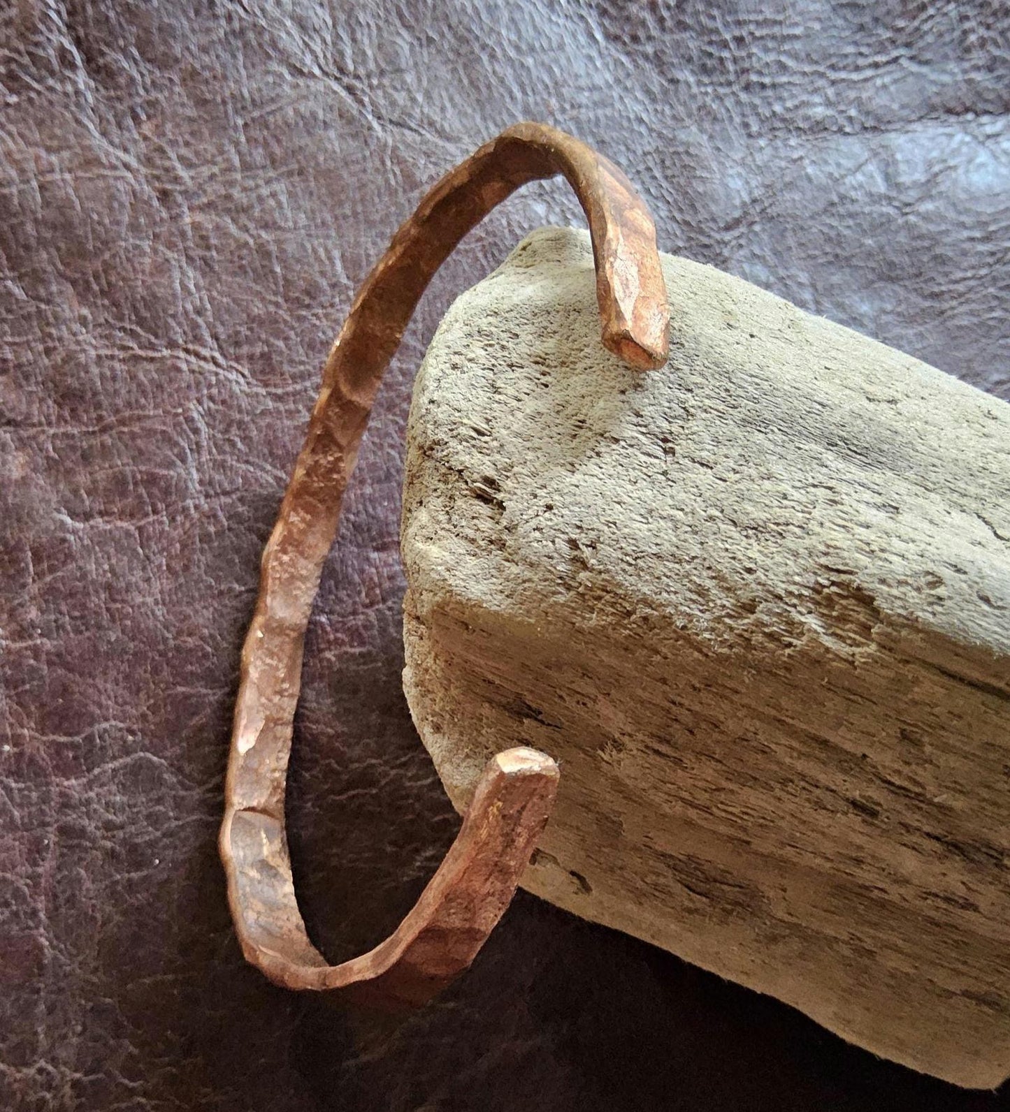 Handmade Copper Bracelet. Hand-Hammered Cuff. Organic Shape. Healing Crystal Jewelry. Natural Recycled Metal. Grounding. Rustic Bangle.