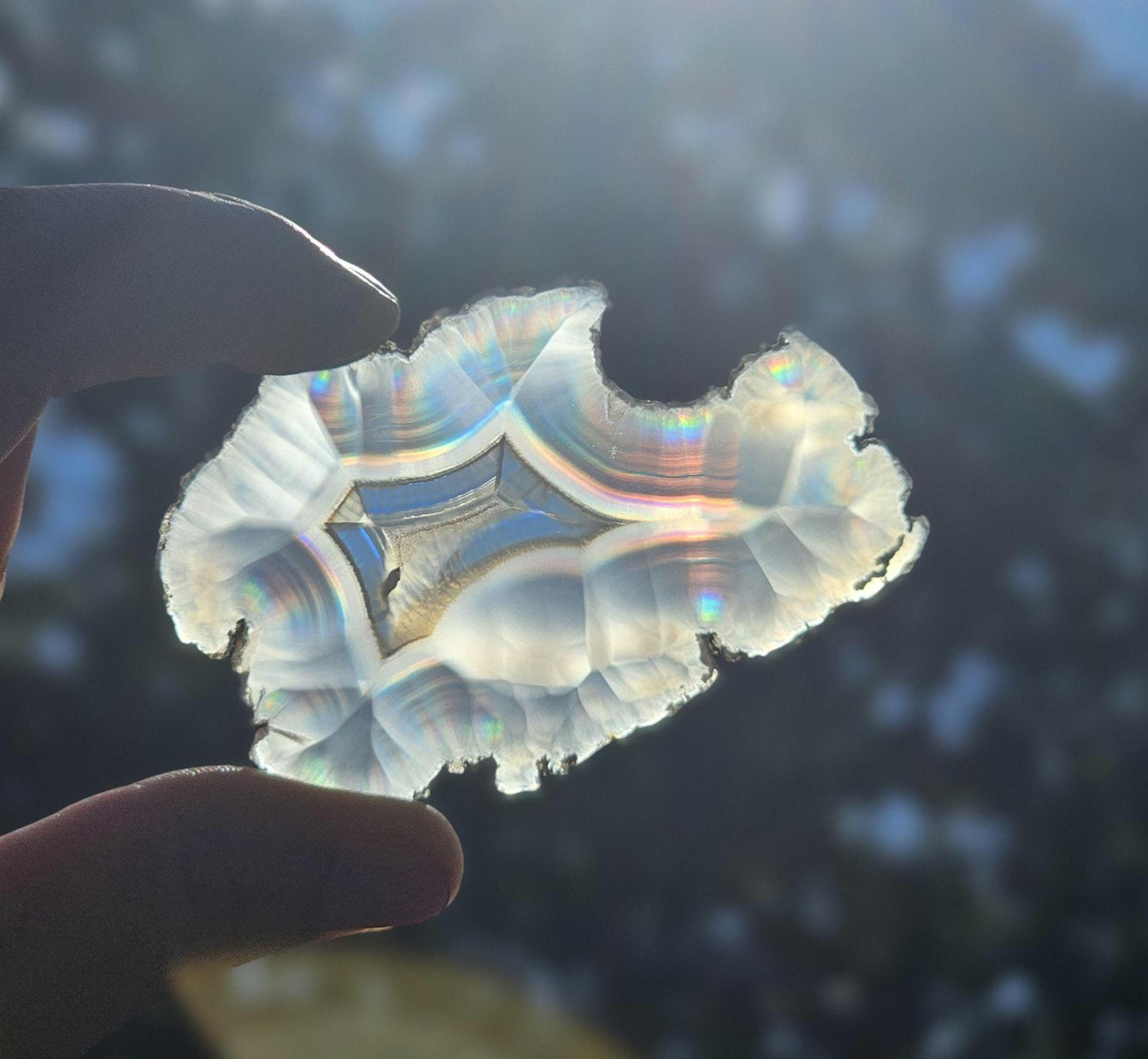 High Quality Iris Agate. Iridescent Agate. Natural Rainbow Crystal. Unique. Meditation Tool. Agate Slice.