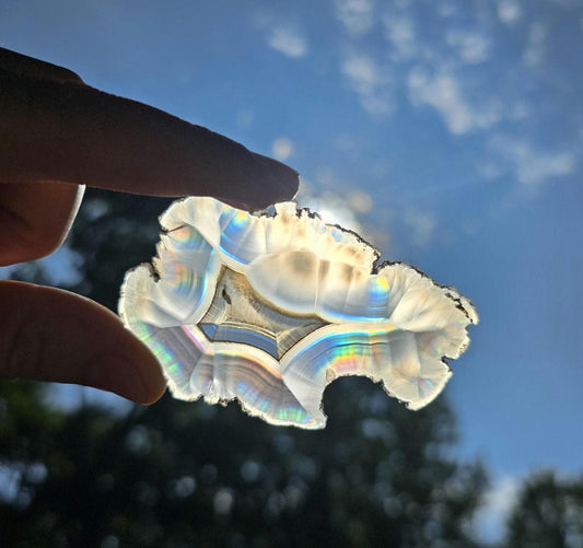 High Quality Iris Agate. Iridescent Agate. Natural Rainbow Crystal. Unique. Meditation Tool. Agate Slice.