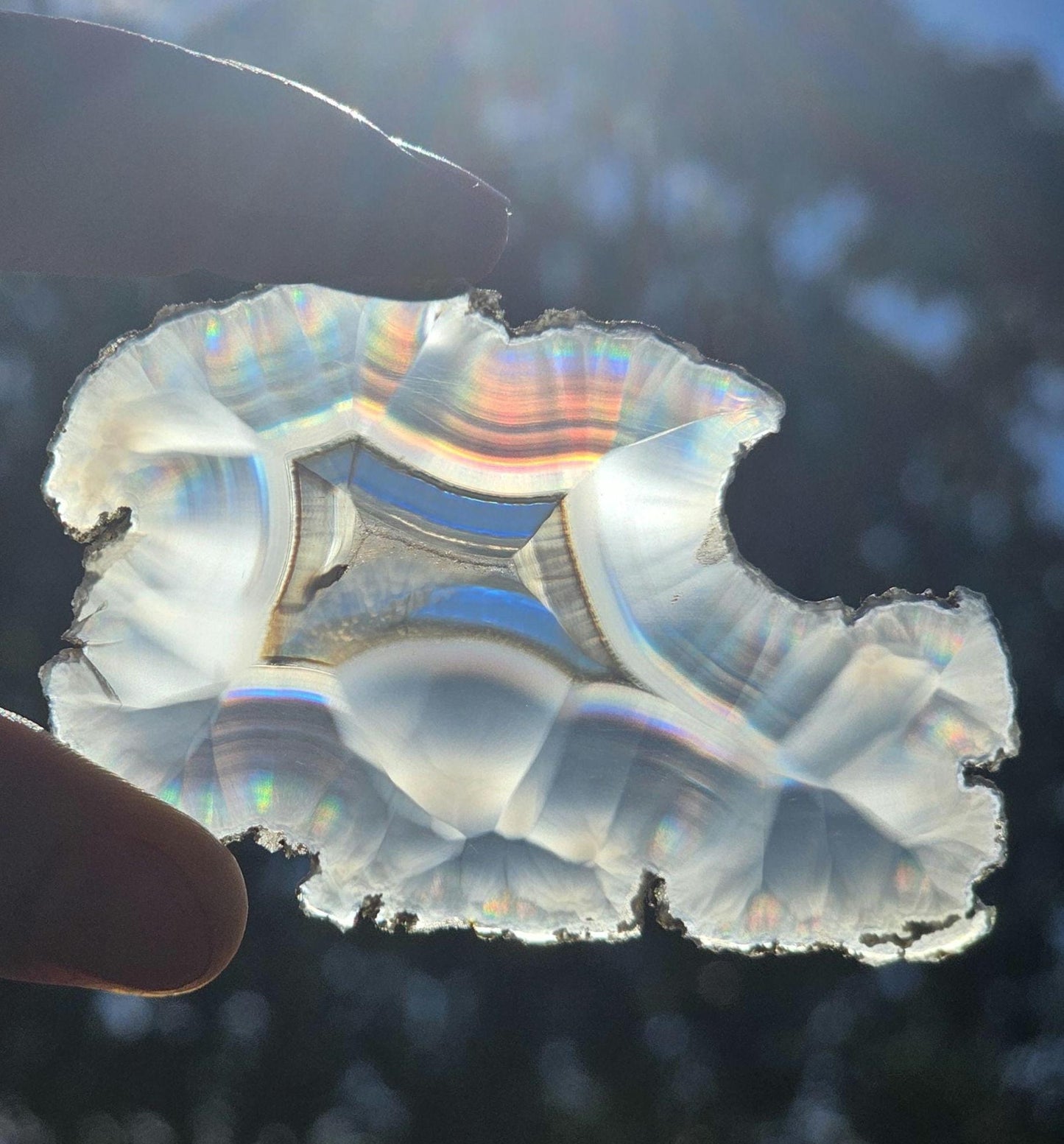 High Quality Iris Agate. Iridescent Agate. Natural Rainbow Crystal. Unique. Meditation Tool. Agate Slice.