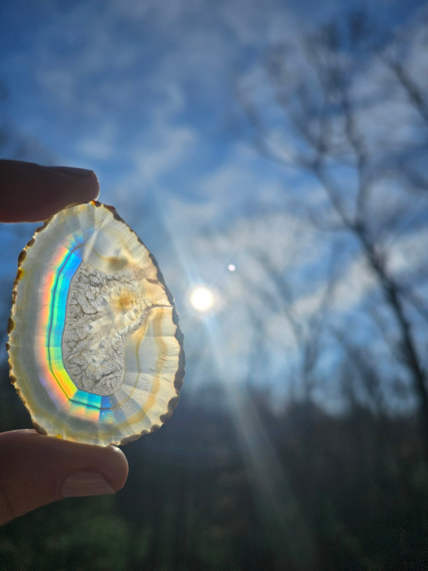 New Egg- shaped Iris Agate Slice. Crystal Home Decor - EarthyElementStudio