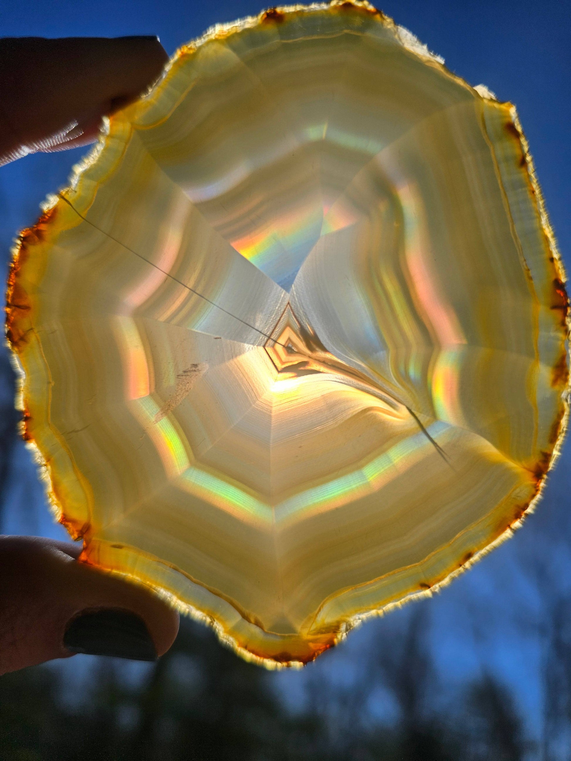Gorgeous Dark Iris Agate slice - EarthyElementStudio