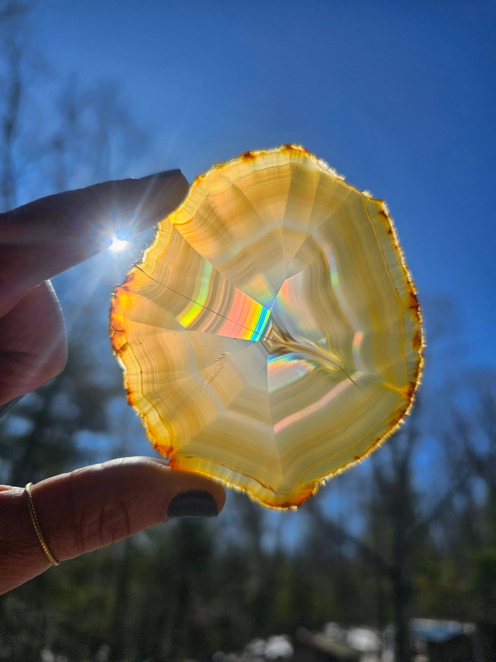 Gorgeous Dark Iris Agate slice - EarthyElementStudio