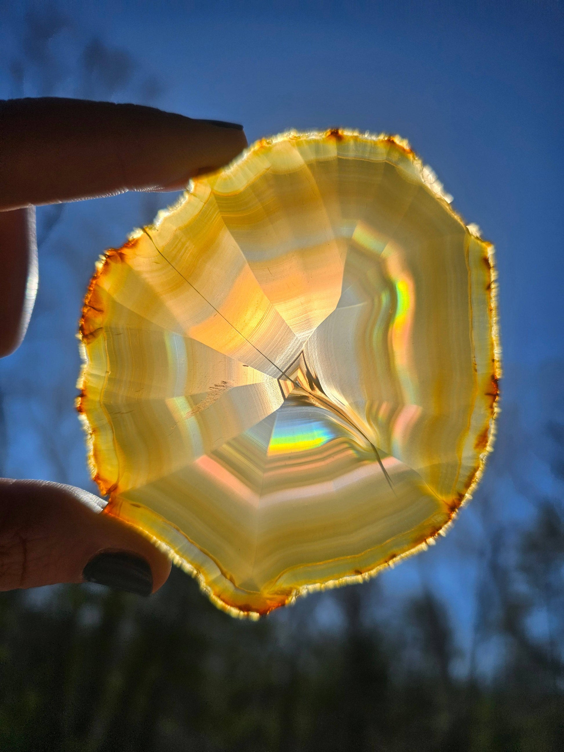 Gorgeous Dark Iris Agate slice - EarthyElementStudio