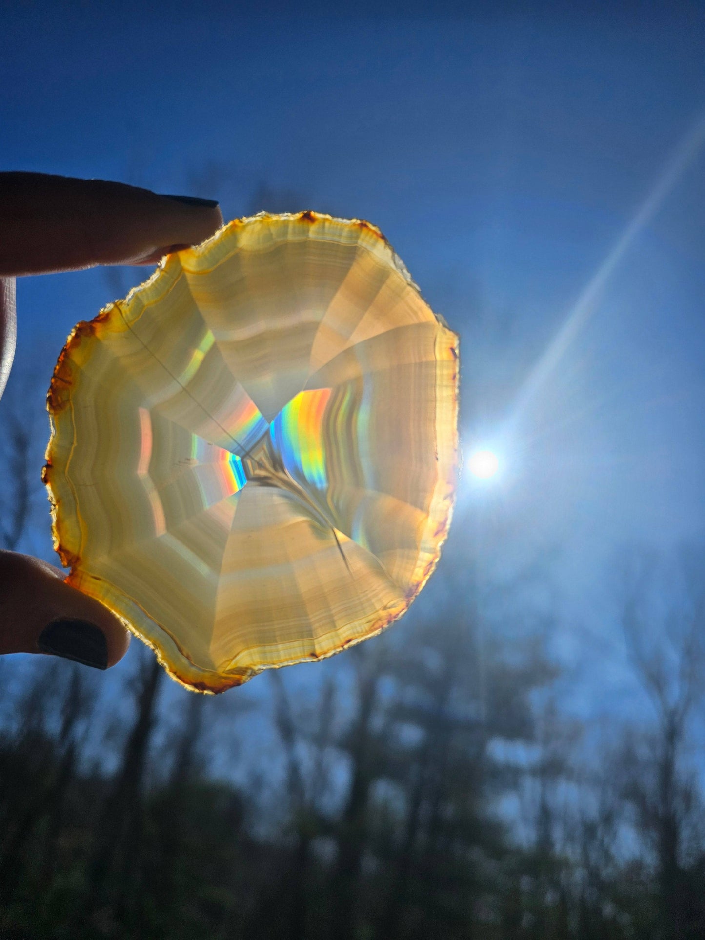 Gorgeous Dark Iris Agate slice - EarthyElementStudio