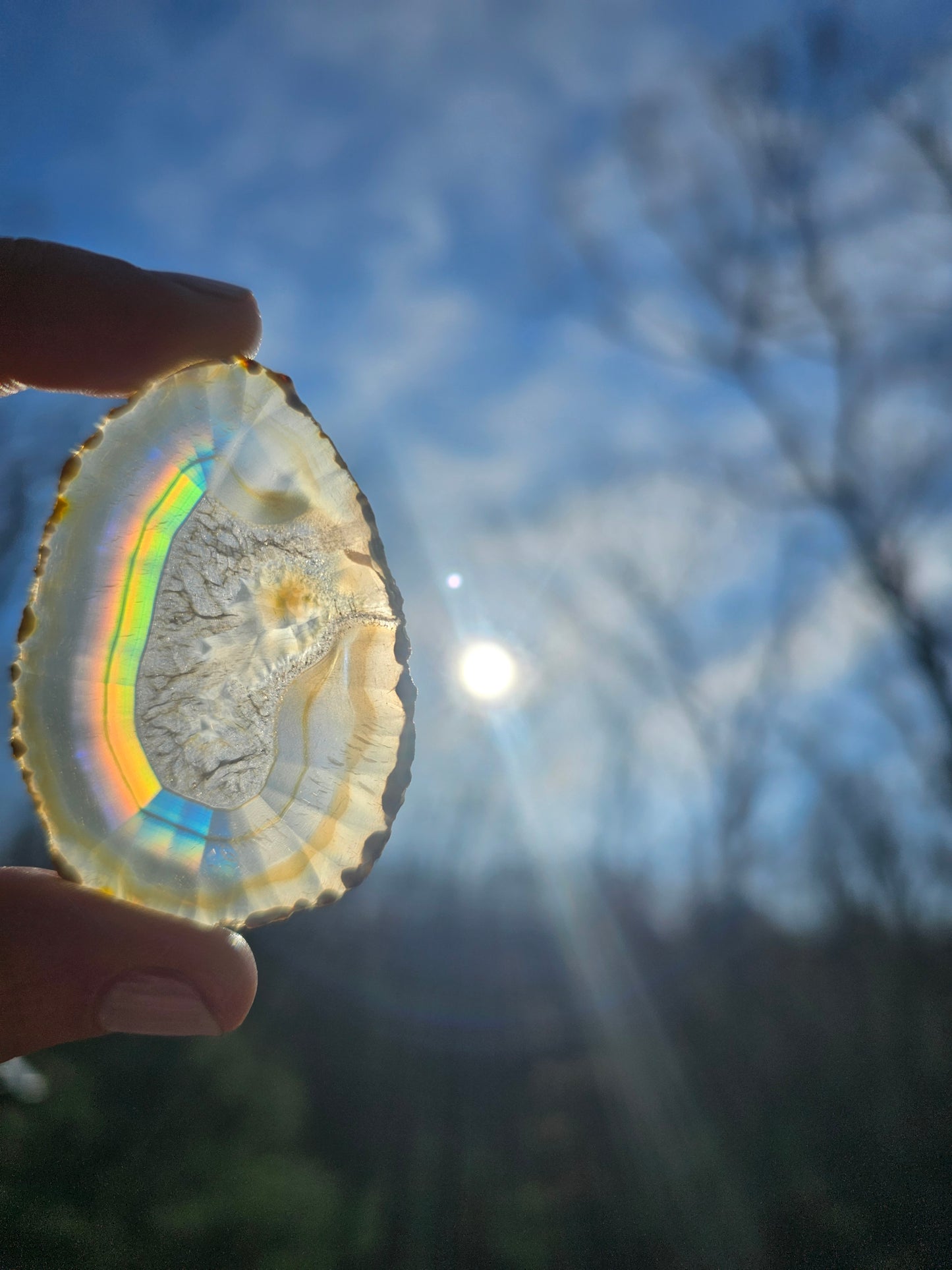 New Egg- shaped Iris Agate Slice. Crystal Home Decor - EarthyElementStudio